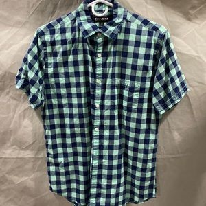 Express size medium blue, and green cotton button down